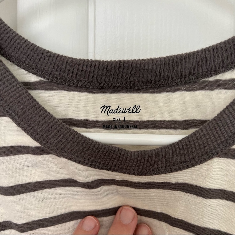 Madewell whisper cotton rib-crewneck tee in Malerva Stripe. L. - Picture 7 of 12